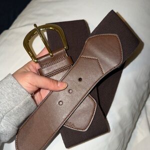 Lauren Ralph Lauren Brown Leather & Elastic Waist Belt size XL